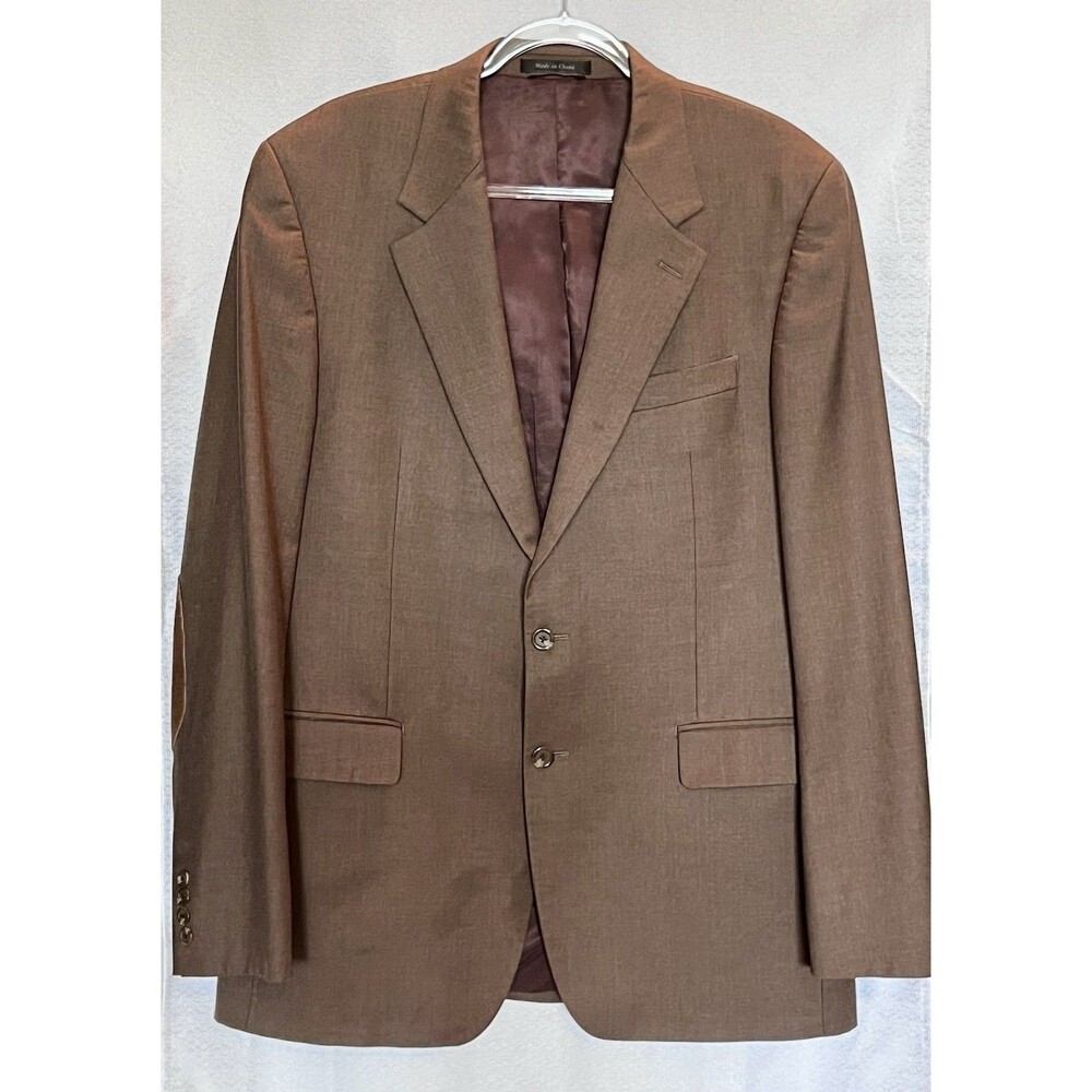 Lauren Ralph Lauren Elbow Patch Wool Blazer Mens 42L Brown Preppy Academia Corp